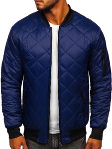 Men's Lightweight Quilted Bomber Jacket Navy Blue Bolf MY-01A