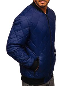 Men's Lightweight Quilted Bomber Jacket Navy Blue Bolf MY-01A