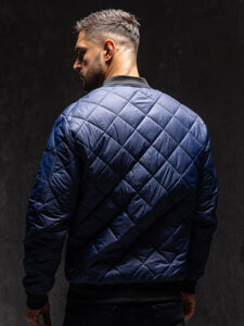 Men's Lightweight Quilted Bomber Jacket Navy Blue Bolf MY-01A1