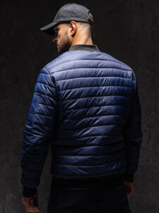 Men's Lightweight Quilted Bomber Jacket Navy Blue Bolf MY-02A1