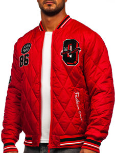 Men's Lightweight Quilted Bomber Jacket Red Bolf HSS057