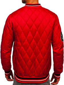 Men's Lightweight Quilted Bomber Jacket Red Bolf HSS057