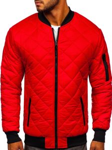 Men's Lightweight Quilted Bomber Jacket Red Bolf MY-01A