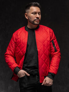 Men's Lightweight Quilted Bomber Jacket Red Bolf MY-01A1