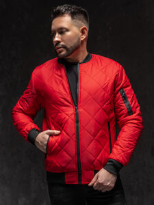 Men's Lightweight Quilted Bomber Jacket Red Bolf MY-01A1