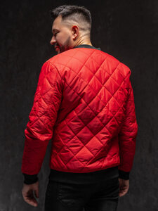 Men's Lightweight Quilted Bomber Jacket Red Bolf MY-01A1