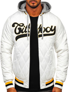 Men's Lightweight Quilted Bomber Jacket White Bolf HSS058