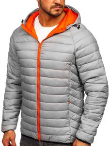 Men's Lightweight Quilted Hooded Jacket Grey Bolf 13022