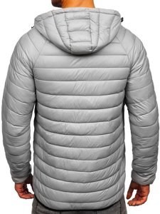 Men's Lightweight Quilted Hooded Jacket Grey Bolf 13022