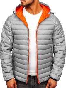 Men's Lightweight Quilted Hooded Jacket Grey Bolf 13022