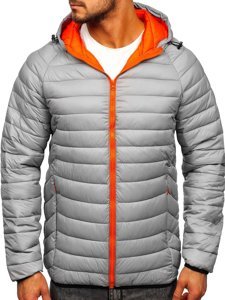 Men's Lightweight Quilted Hooded Jacket Grey Bolf 13022