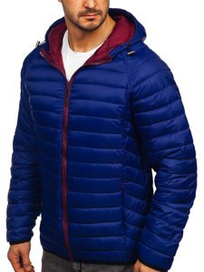 Men's Lightweight Quilted Hooded Jacket Navy Blue Bolf 13022