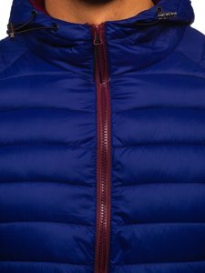 Men's Lightweight Quilted Hooded Jacket Navy Blue Bolf 13022