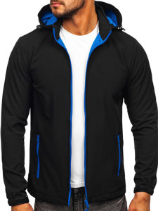 Men's Lightweight Softshell Jacket Black-Blue Bolf HH017