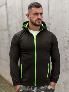 Men's Lightweight Softshell Jacket Black-Green Bolf HH017A