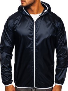 Men's Lightweight Windbreaker Jacket with hood Navy Blue Bolf 5060