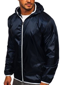 Men's Lightweight Windbreaker Jacket with hood Navy Blue Bolf 5060