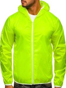 Men's Lightweight Windbreaker Jacket with hood Yellow-Neon Bolf 5060