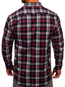 Men's Long Sleeve Checkered Flannel Shirt Black Bolf F1