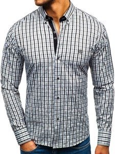 Men's Long Sleeve Checkered Vichy Shirt Black Bolf 4712