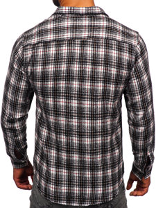 Men's Long Sleeve Flannel Shirt Black-White Bolf 20731-2