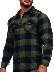 Men's Long Sleeve Flannel Shirt Khaki Bolf 20723