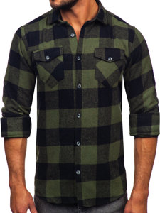 Men's Long Sleeve Flannel Shirt Khaki Bolf 20723