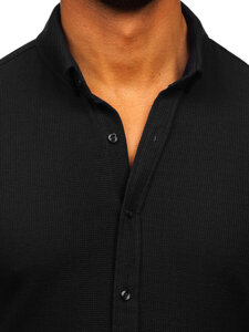 Men’s Long Sleeve Muslin Shirt Black Bolf 506