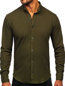 Men’s Long Sleeve Muslin Shirt Khaki Bolf 506