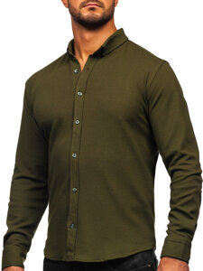 Men’s Long Sleeve Muslin Shirt Khaki Bolf 506