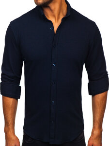 Men’s Long Sleeve Muslin Shirt Navy Blue Bolf 506