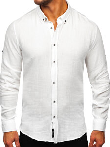 Men's Long Sleeve Muslin Shirt White Bolf 22746