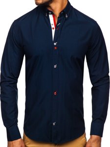 Men's Long Sleeve Shirt Navy Blue Bolf 20710