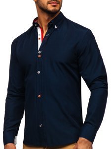 Men's Long Sleeve Shirt Navy Blue Bolf 20710