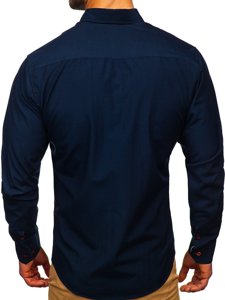 Men's Long Sleeve Shirt Navy Blue Bolf 20710