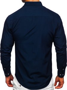 Men's Long Sleeve Shirt Navy Blue Bolf 20716