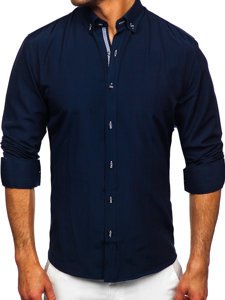 Men's Long Sleeve Shirt Navy Blue Bolf 20717