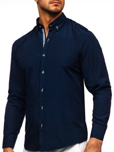 Men's Long Sleeve Shirt Navy Blue Bolf 20717