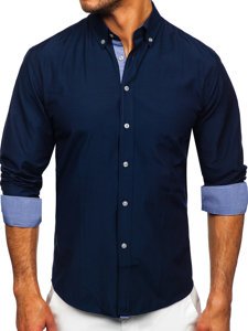 Men's Long Sleeve Shirt Navy Blue Bolf 20719