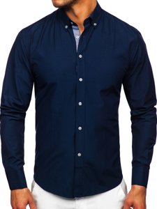 Men's Long Sleeve Shirt Navy Blue Bolf 20719