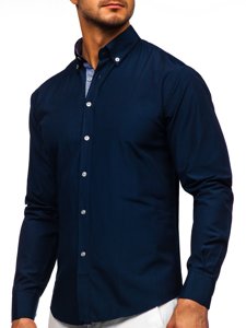 Men's Long Sleeve Shirt Navy Blue Bolf 20719