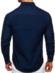 Men's Long Sleeve Shirt Navy Blue Bolf 20719