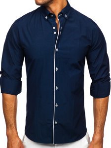 Men's Long Sleeve Shirt Navy Blue Bolf 20721