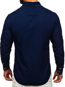 Men's Long Sleeve Shirt Navy Blue Bolf 3762