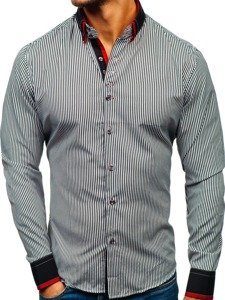 black and white striped shirt long sleeve mens