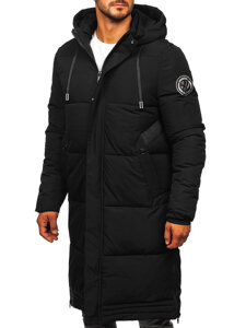 Men’s Longline Quilted Winter Jacket Black Bolf 19M1290