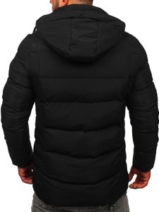 Men's Longline Quilted Winter Jacket Black Bolf 22M57