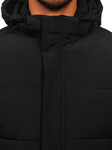 Men’s Longline Quilted Winter Jacket Black Bolf 31M5009