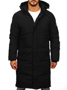 Men’s Longline Quilted Winter Jacket Black Bolf 91M9912