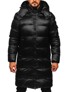 Men’s Longline Quilted Winter Jacket Black Bolf 9971